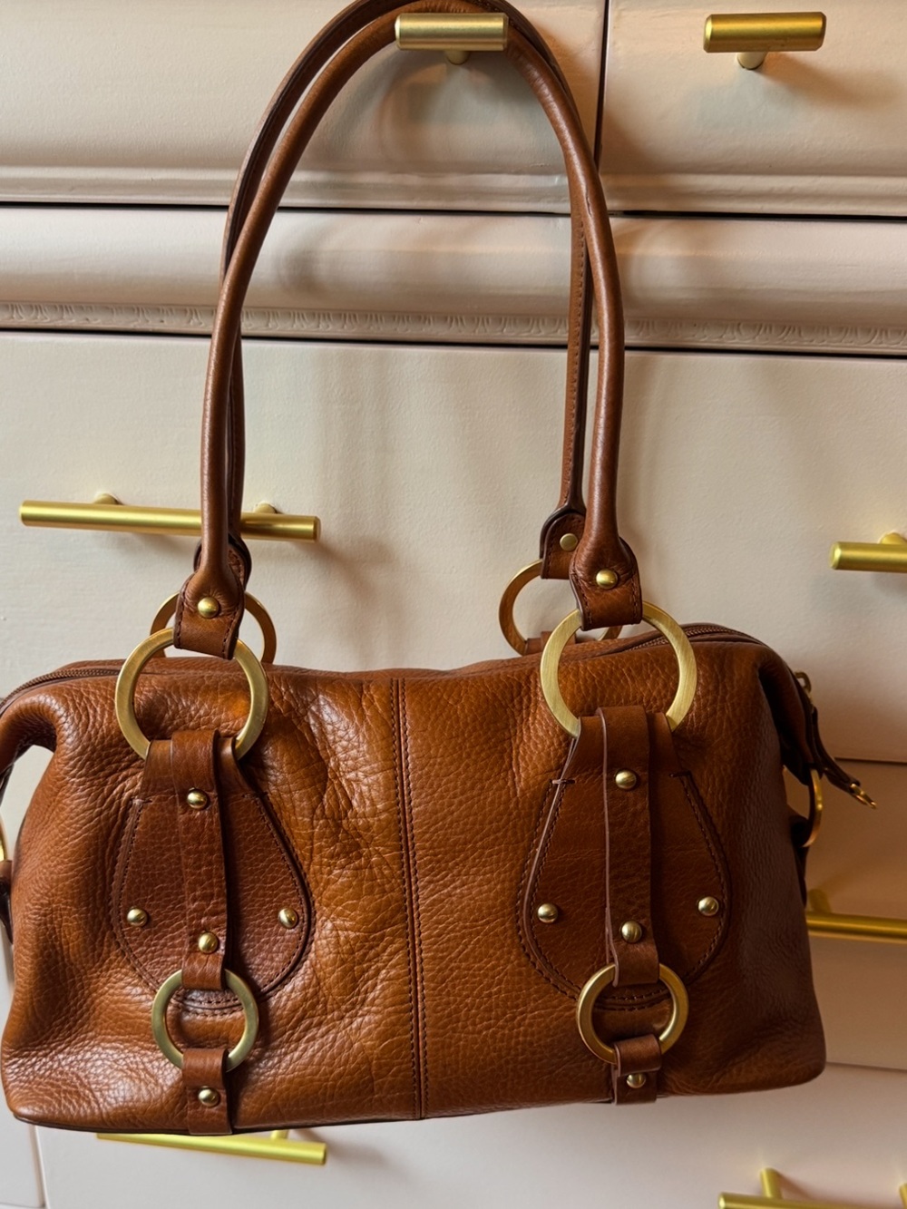 Etienne Aigner Cognac Brown Leather Shoulder Bag